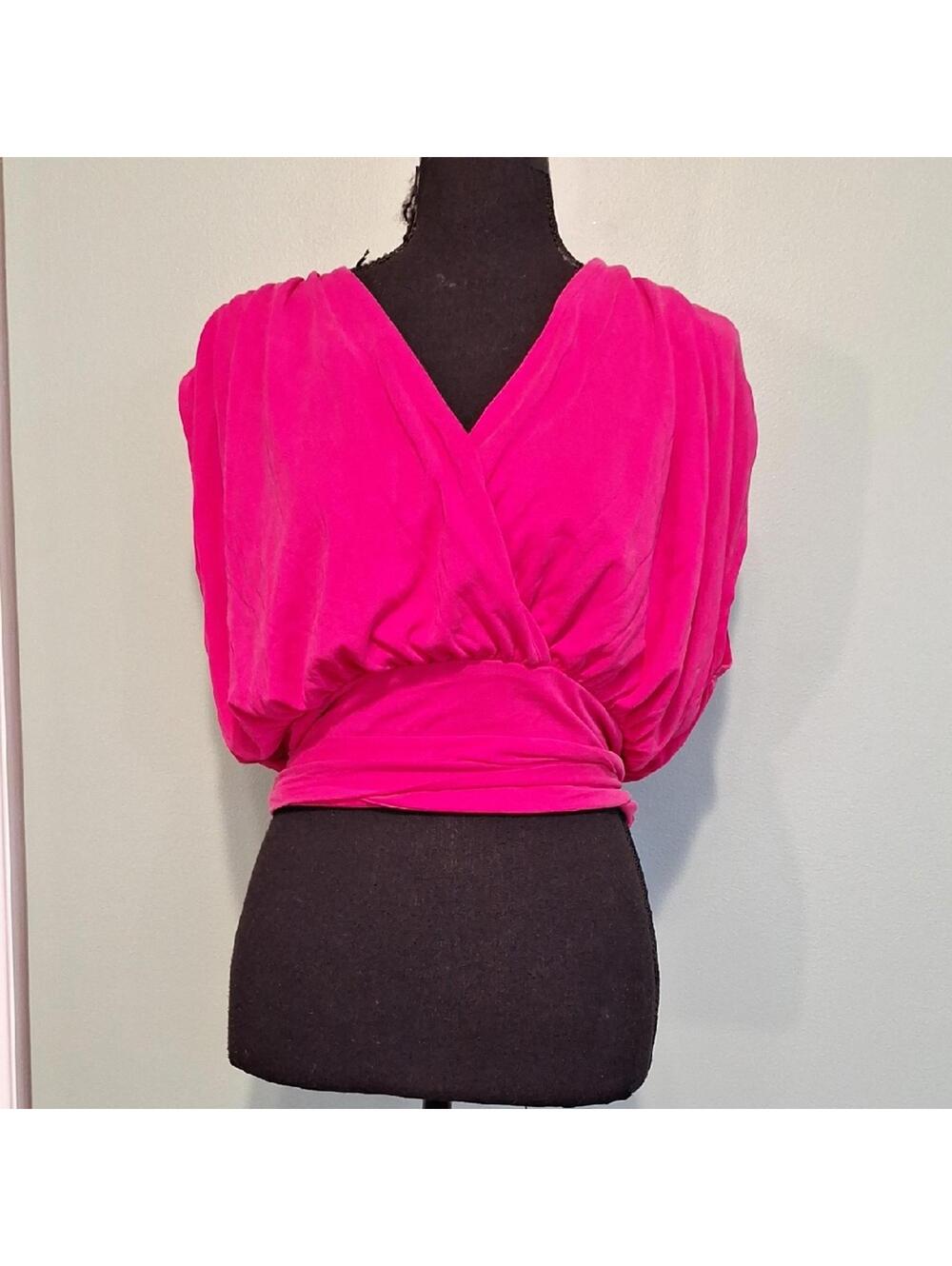 Nwt Express Cross Front Open Back Tie Waist Short Sleeve Blouse Top Size Large